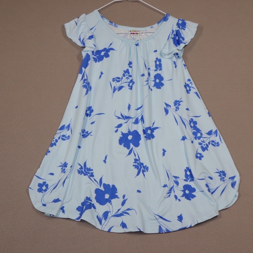 Dot Dot Smile Little Girls Swing Dress - Blue Flowers - Size 3/4‎